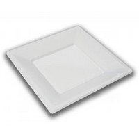 Plato plastico 17 cms. cuadrado llano blanco 30x25