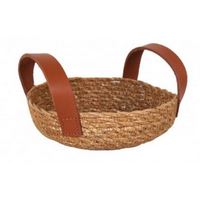 Cesta Seagrass Conica con Asa Piel Dim. 15x5 Cms.